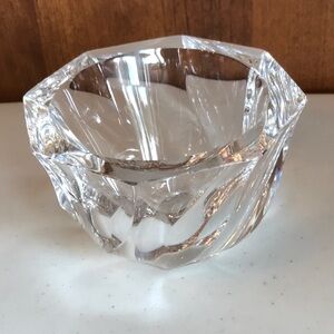 Orrefors Sweden Thick Crystal Bowl Swirl Octagonal Candy Dish